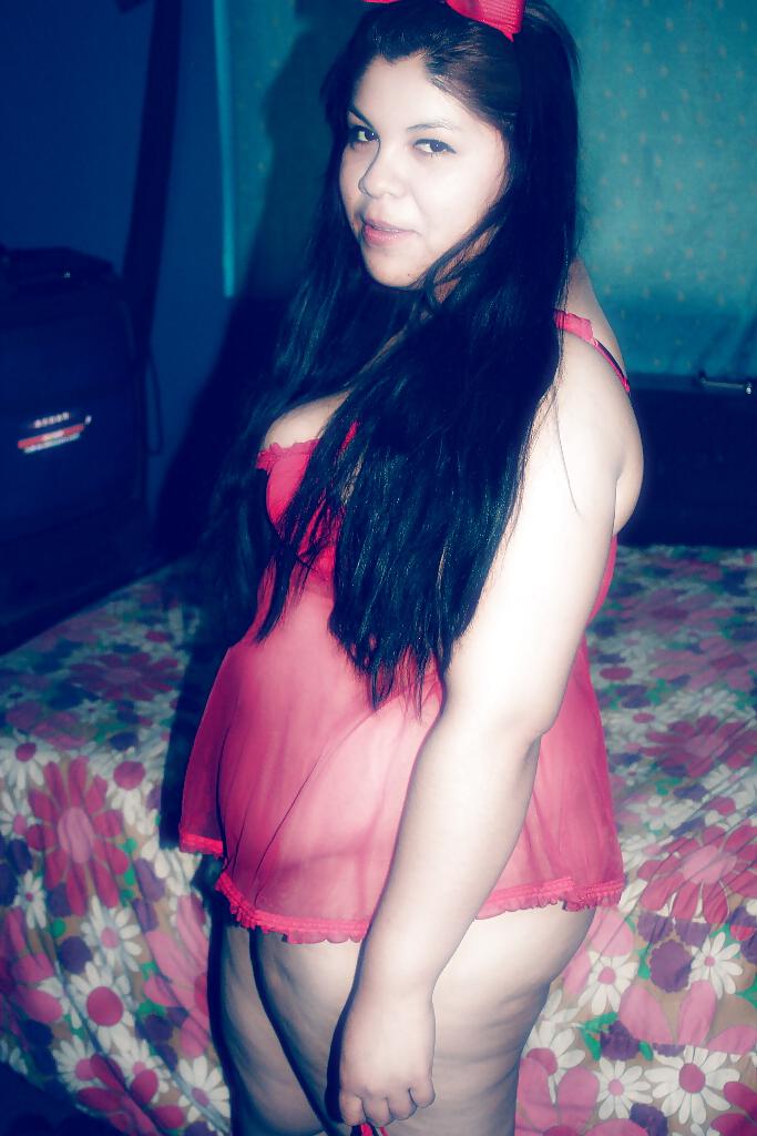 25P Cute BBW Adriana in red lingerie