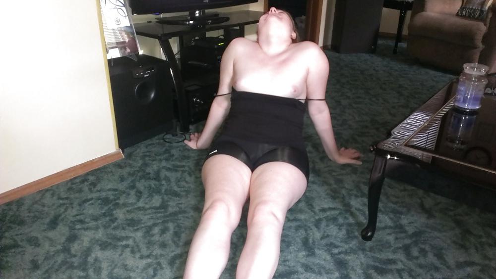 14P Teen gf's ass in black see thru spandex