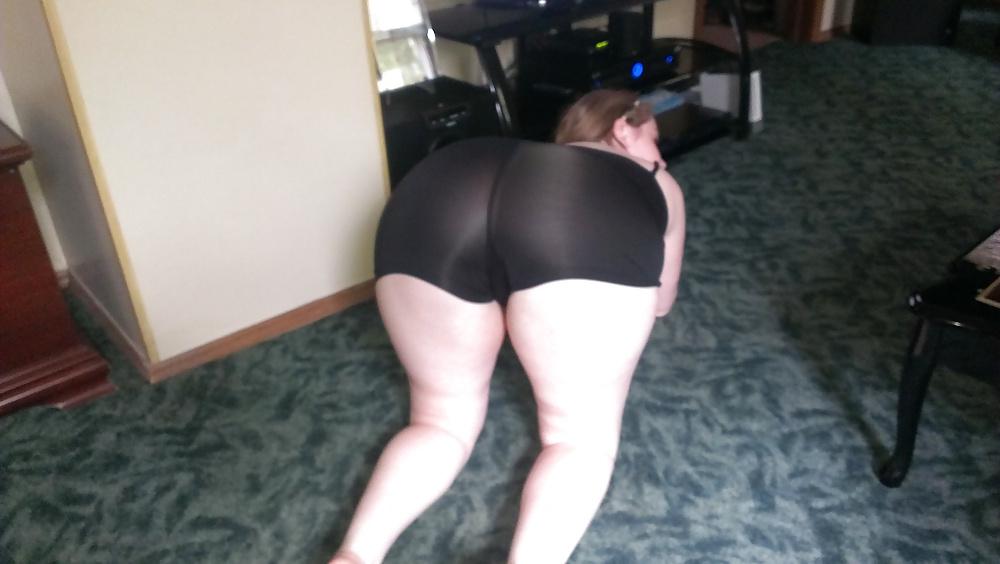 14P Teen gf's ass in black see thru spandex