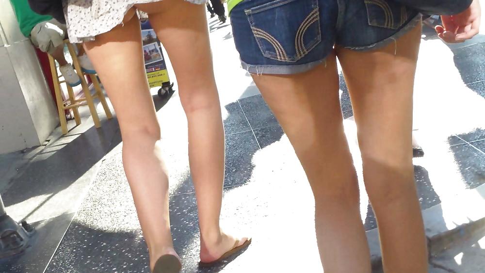 25P French teen flashing her butt & ass in sexy short skirt