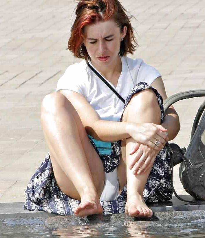 12P UPSKIRT voyeur panties hairy pussies outdoors public