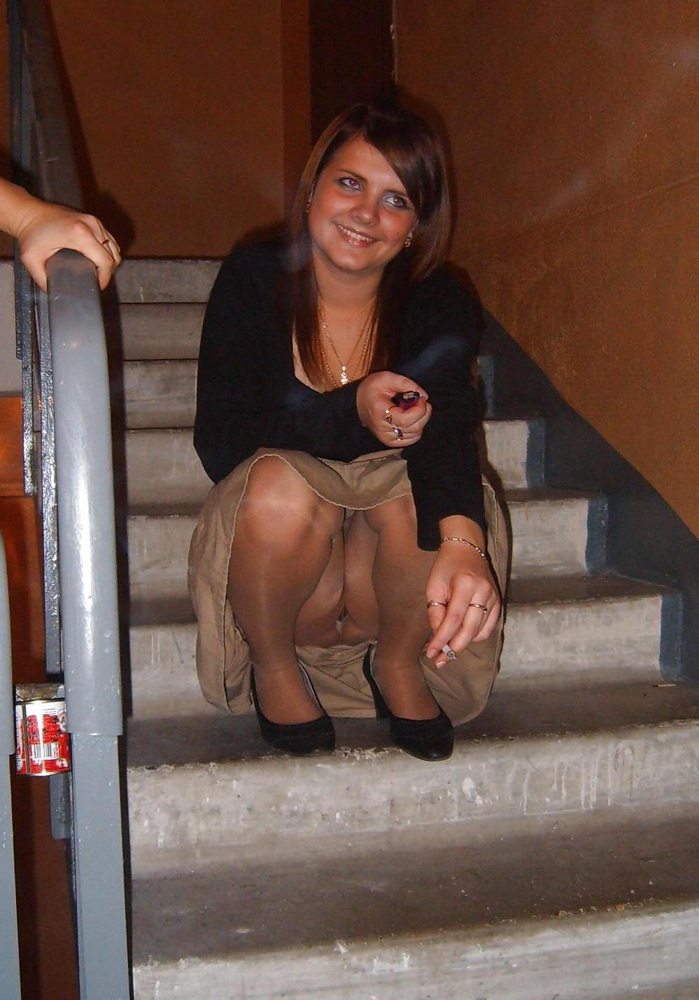 12P UPSKIRT voyeur panties hairy pussies outdoors public