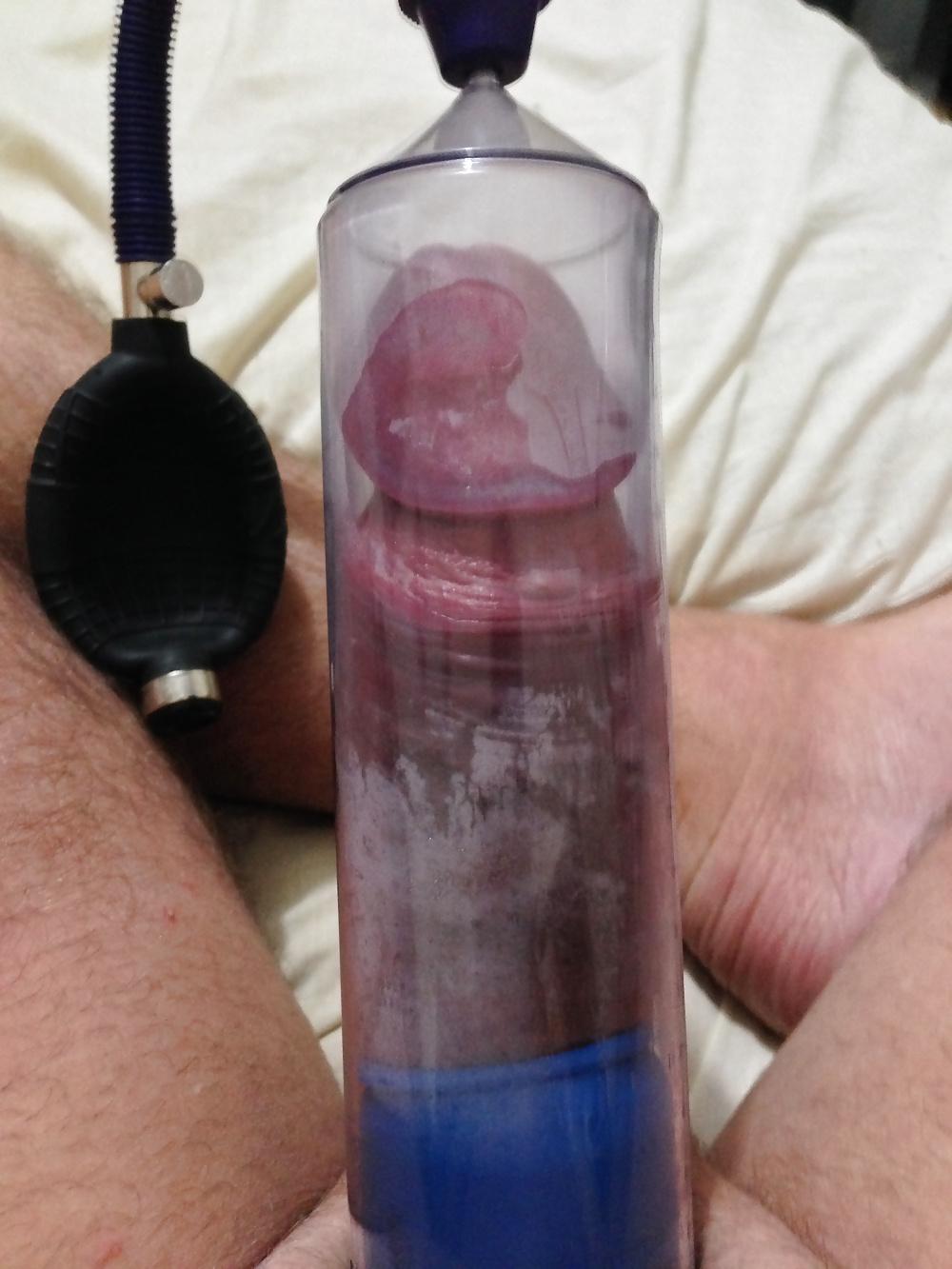 7P Brutal severe penis pump leaves bruises on huge cock.