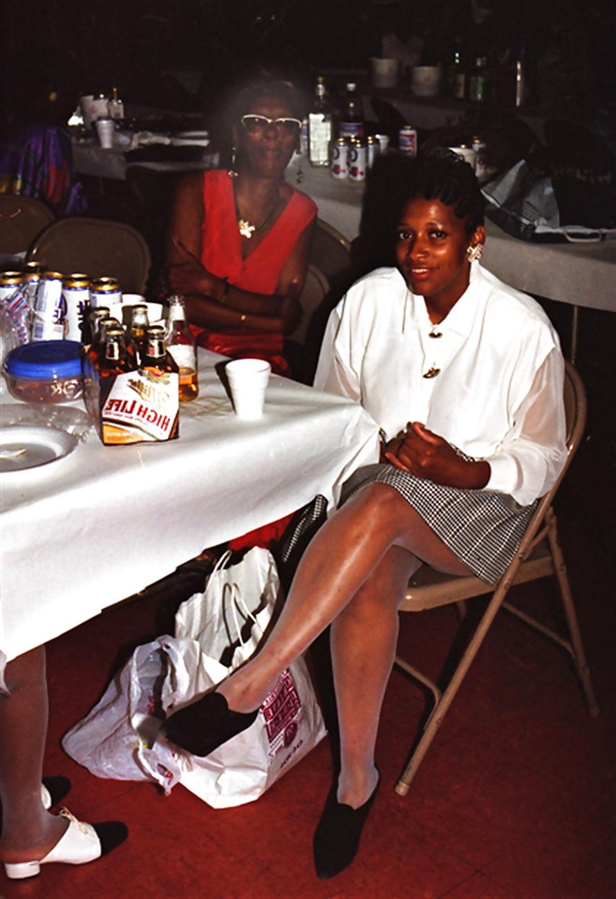 25P Ebony Babes Wearing White Stockings & Pantyhose