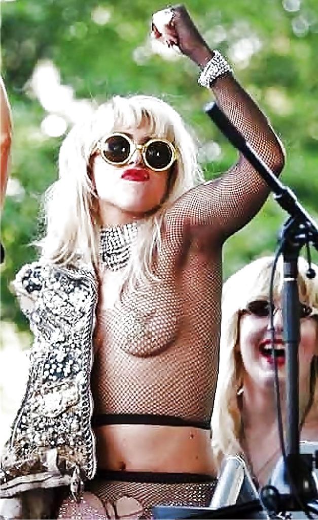 11P Sexy horny Lady Gaga topless in open-air concert