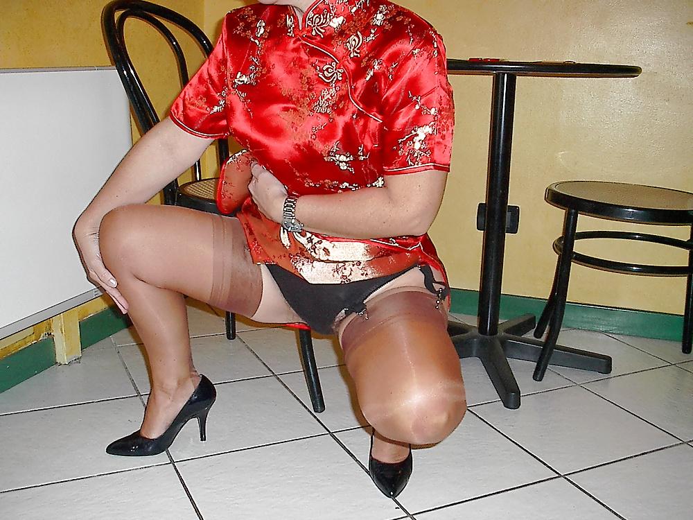 15P My fetish slave Lady Donna (asian version) in Tan FFS Nylons