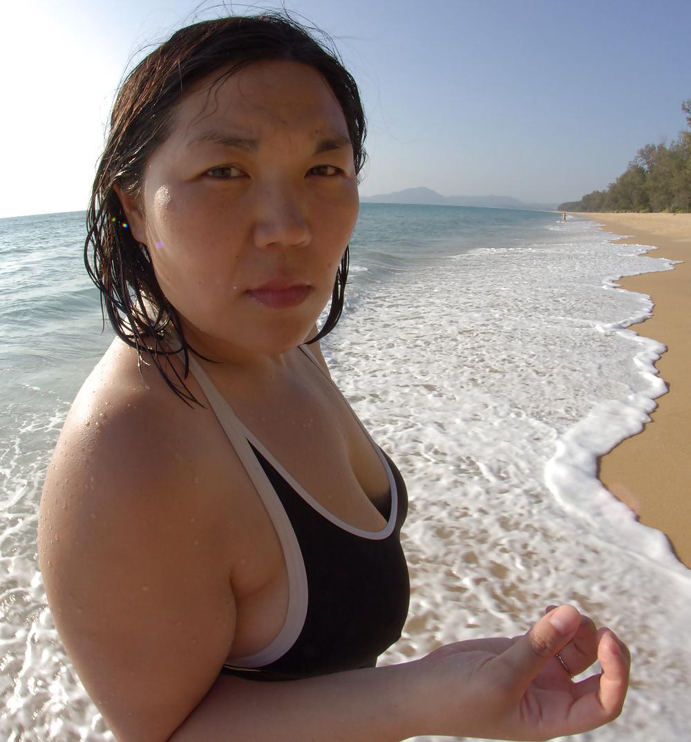 25P Asian wife big tits in swimsuit 