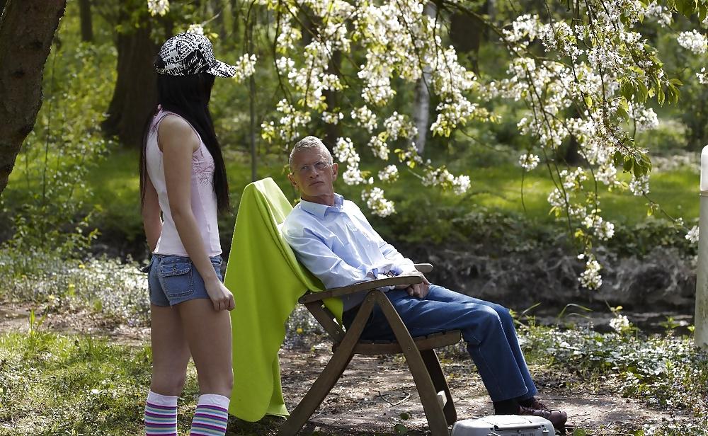 14P Slim chick fucks resting grandpa