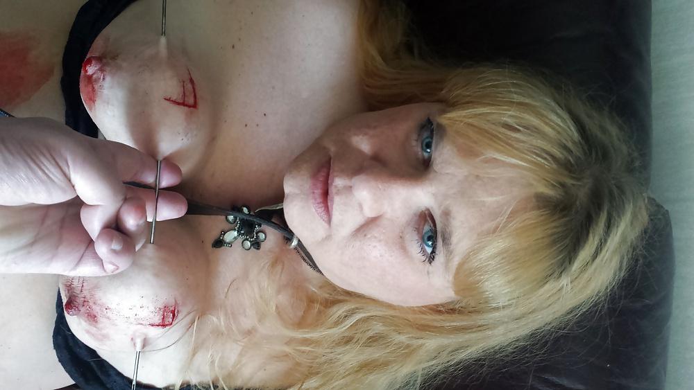 5P Safetypins through my clit