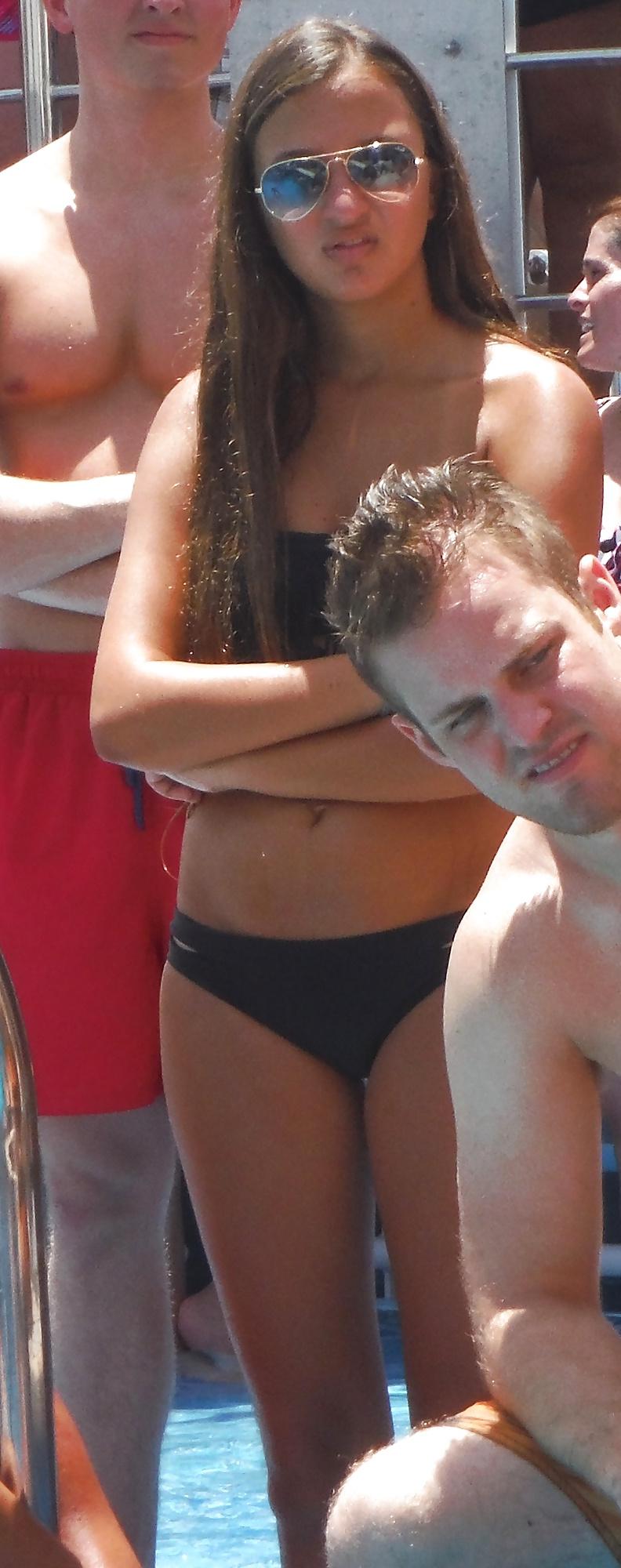 25P Cute Italian teen butt & ass at bikini pool 