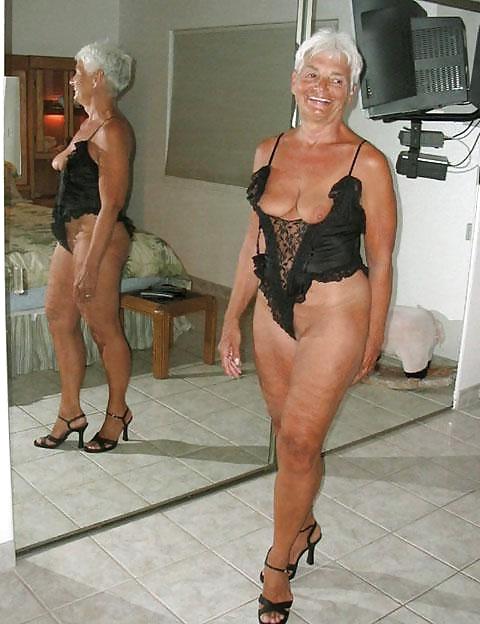 6P Grandma posing in lingerie