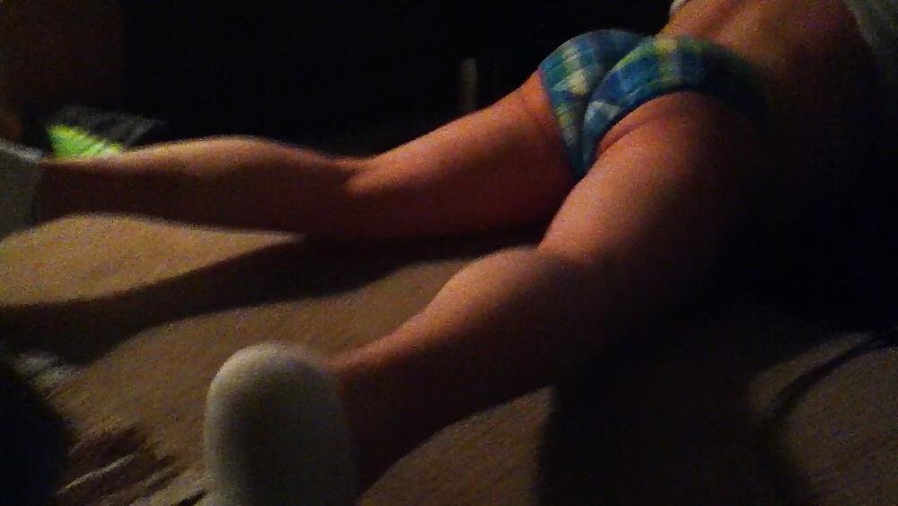 25P Wife's big butt in colorful panties. After pussy stains