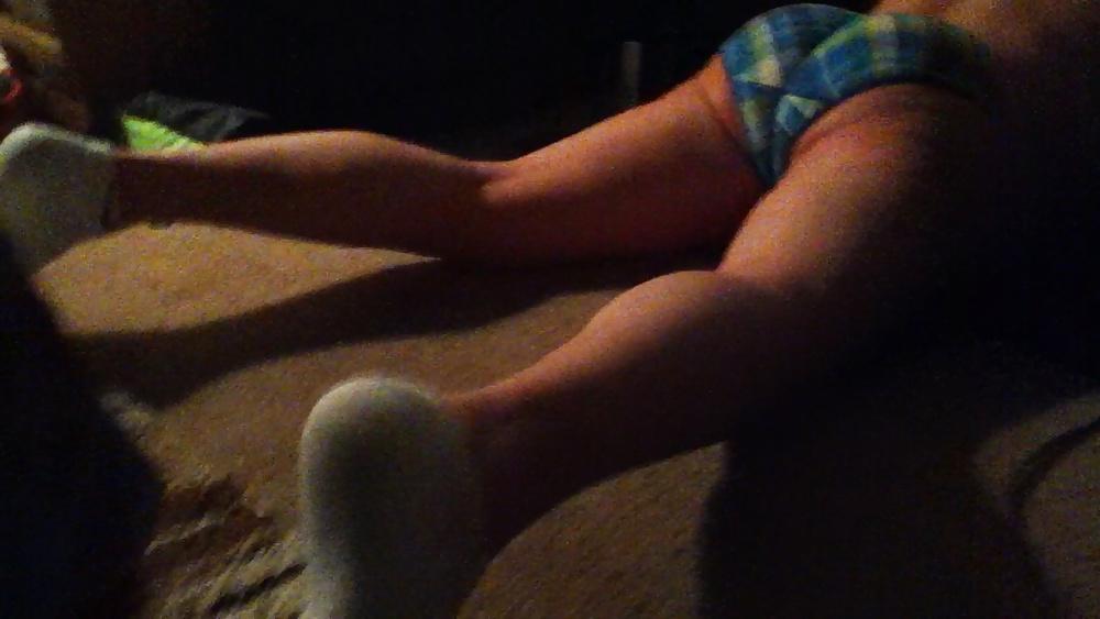 25P Wife's big butt in colorful panties. After pussy stains