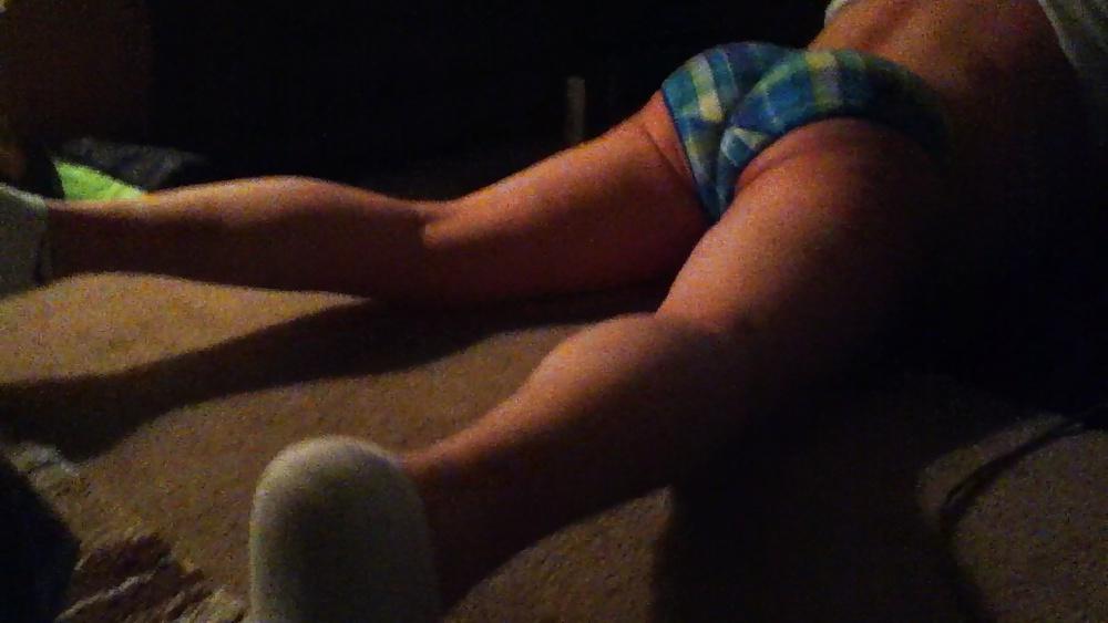 25P Wife's big butt in colorful panties. After pussy stains