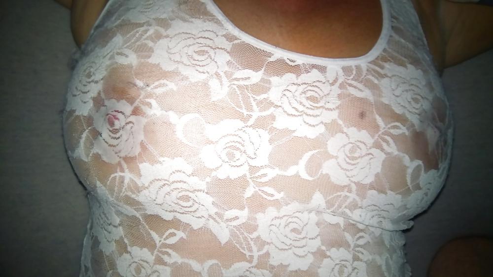 25P Stockings, see through, tits and close up pussy