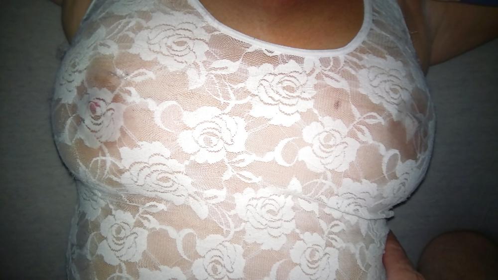 25P Stockings, see through, tits and close up pussy