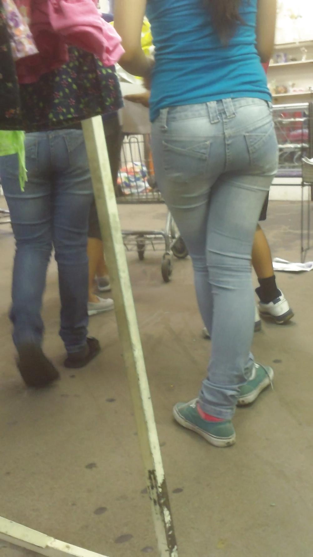 25P Fine teen ass & butt in tight jeans