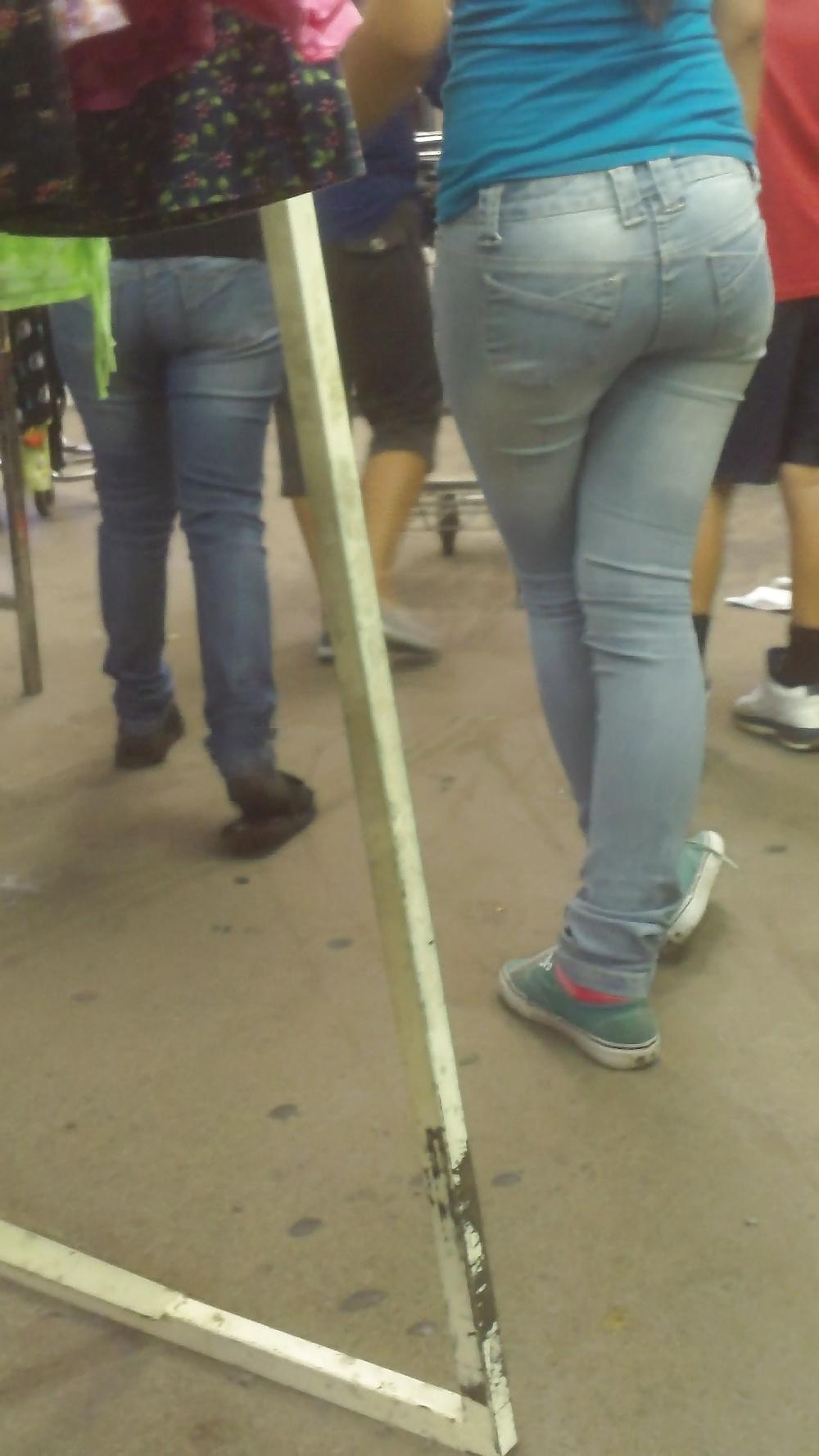 25P Fine teen ass & butt in tight jeans
