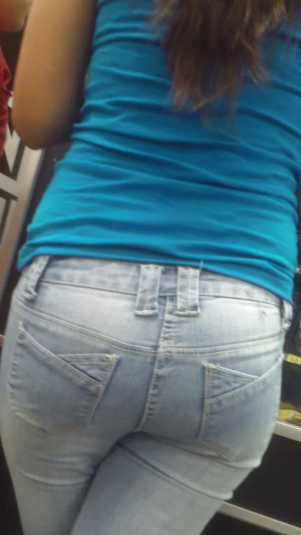 25P Fine teen ass & butt in tight jeans
