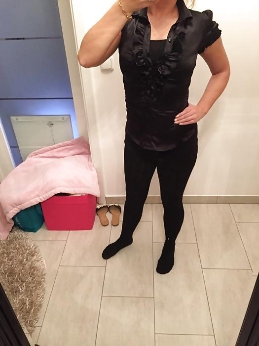 25P Black Satin Blouses