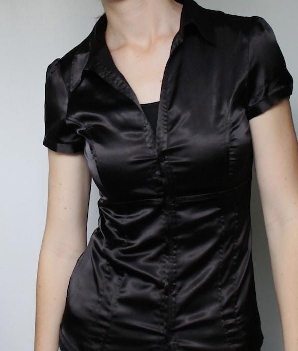 25P Black Satin Blouses