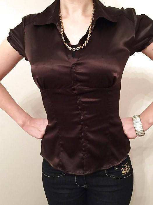 25P Black Satin Blouses