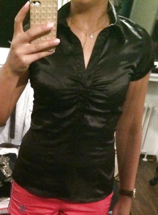 25P Black Satin Blouses