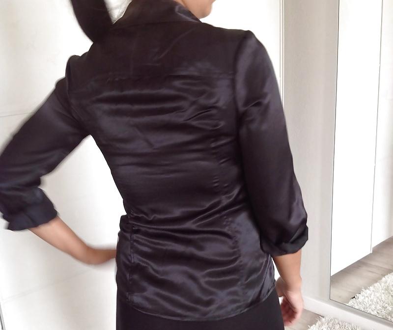 25P Black Satin Blouses