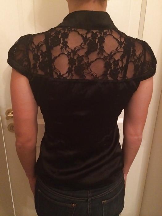 25P Black Satin Blouses