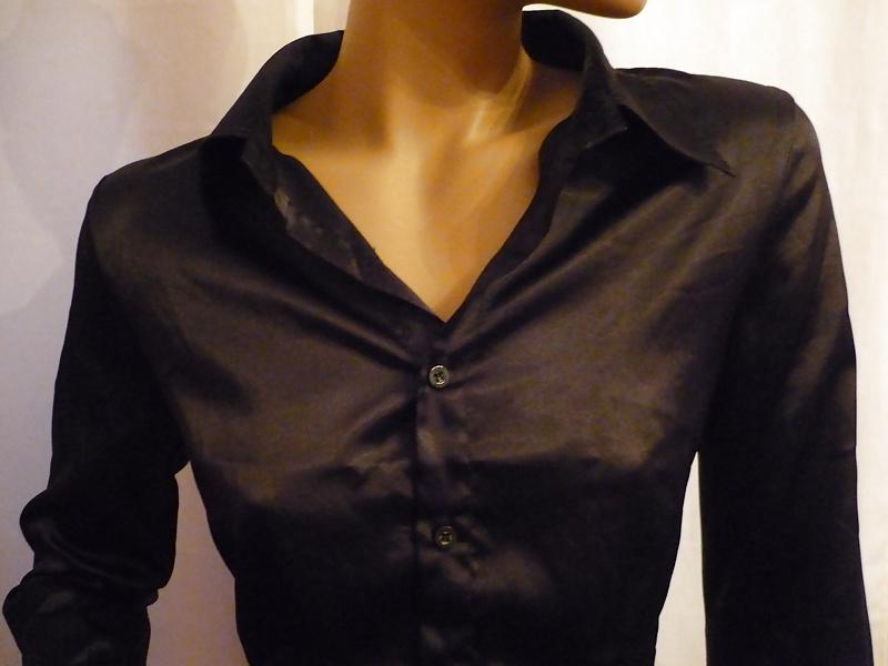 25P Black Satin Blouses
