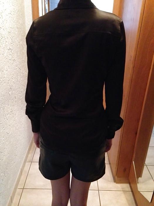 25P Black Satin Blouses