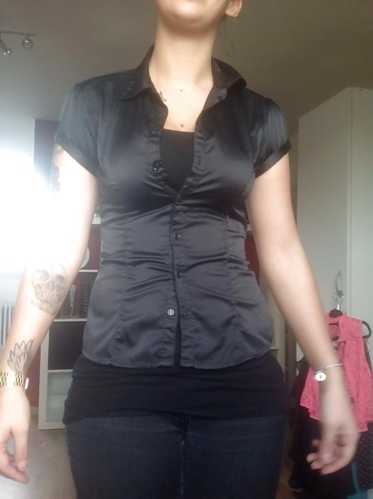 25P Black Satin Blouses