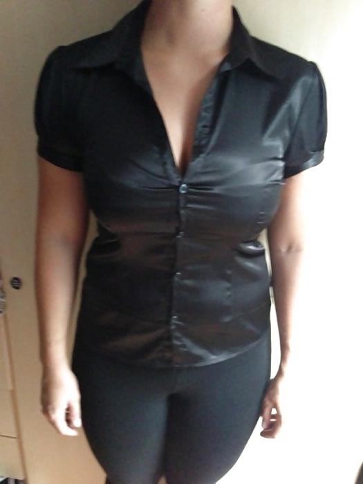 25P Black Satin Blouses