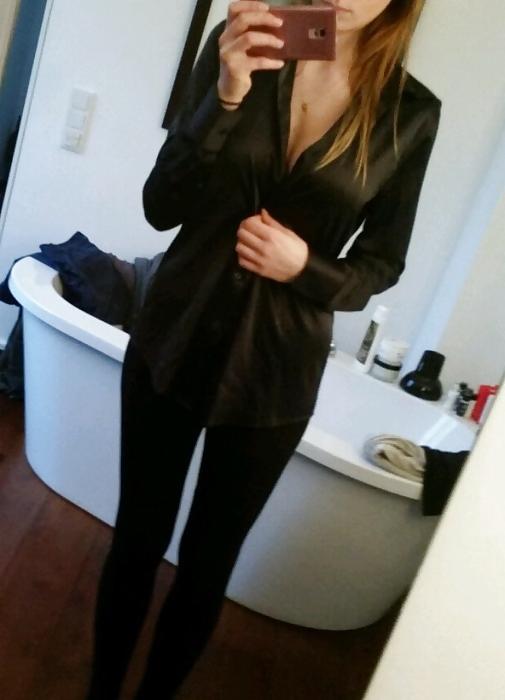 25P Black Satin Blouses