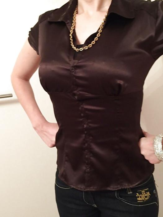 25P Black Satin Blouses