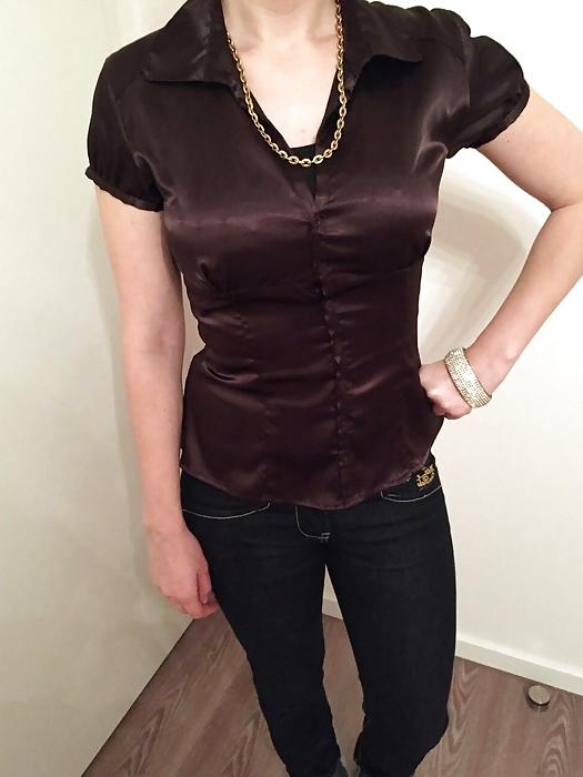 25P Black Satin Blouses