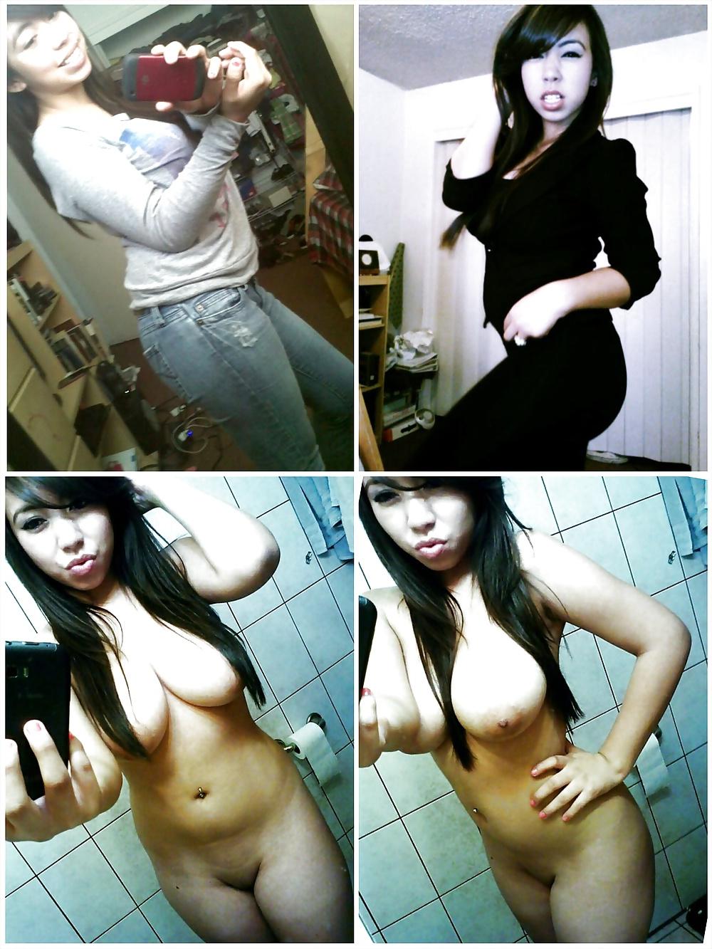 21P Teens dressed and undressed clothed uncloted before after
