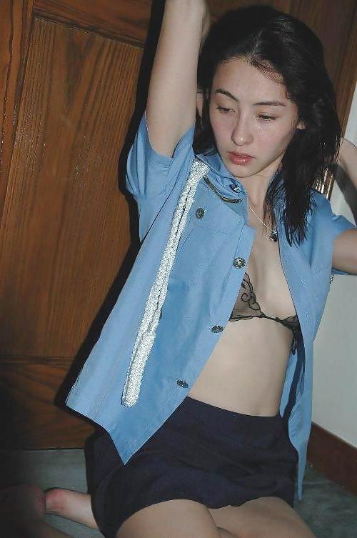 25P Horny Asian Policewoman Playing With Herself & Sucking Dick