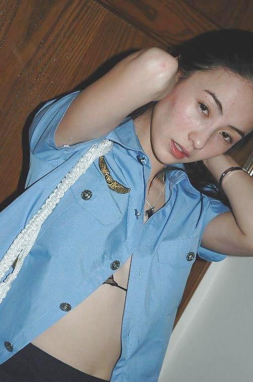 25P Horny Asian Policewoman Playing With Herself & Sucking Dick