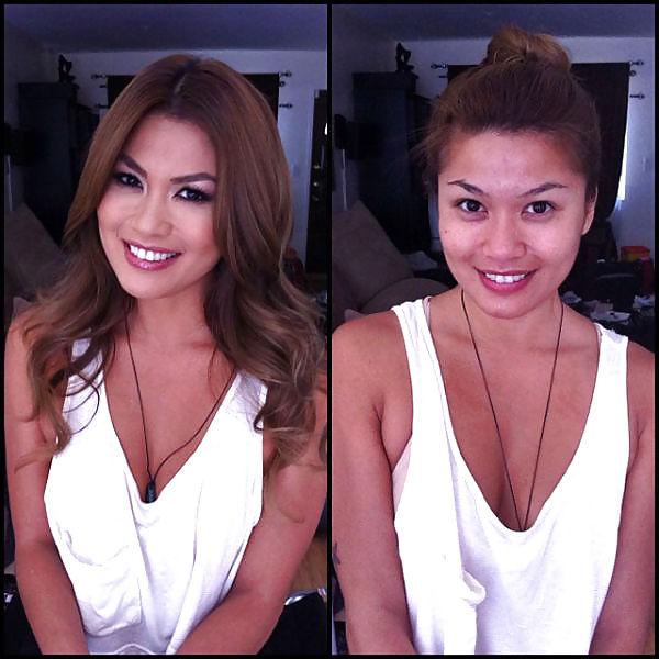 25P Pornstars with and without makeup