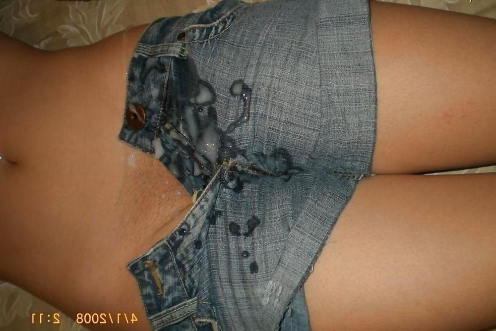 25P Cum on clothed girls