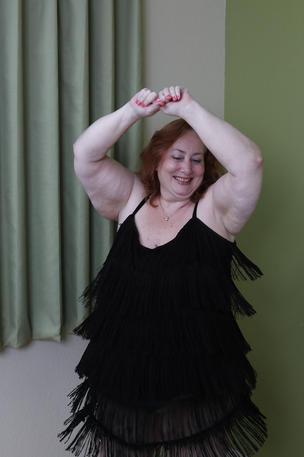25P Shy BBW in little black dress
