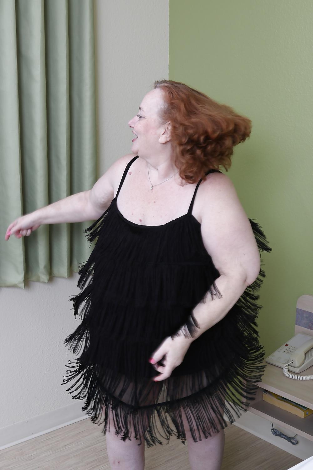 25P Shy BBW in little black dress
