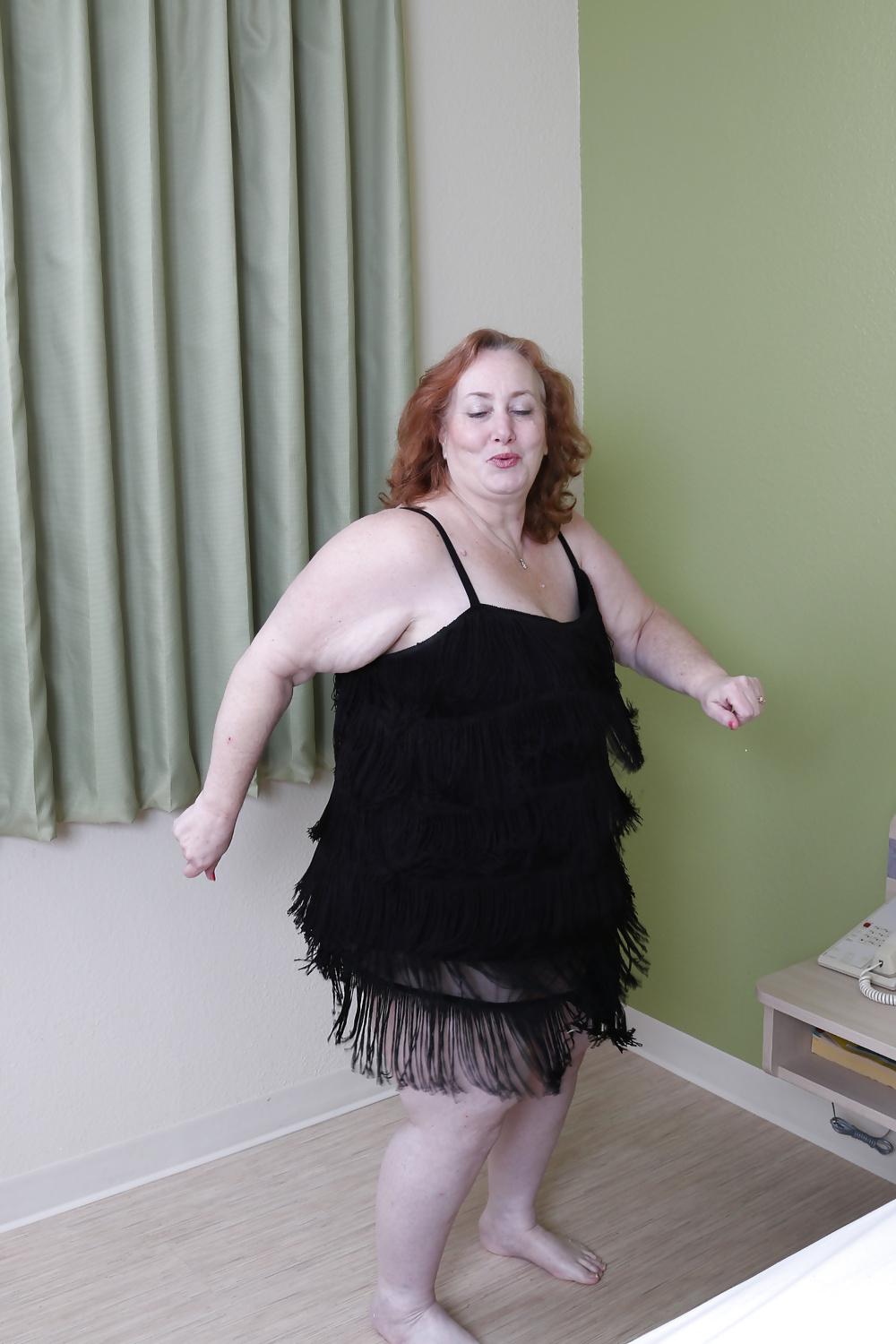 25P Shy BBW in little black dress