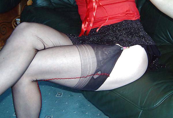 17P Mature leggy lady Christmas stockings