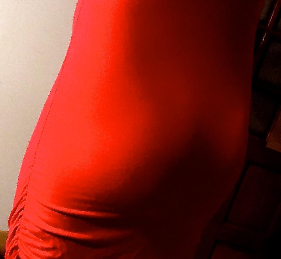 19P Cute body pregnant teen in red amazing curves and bubble bum