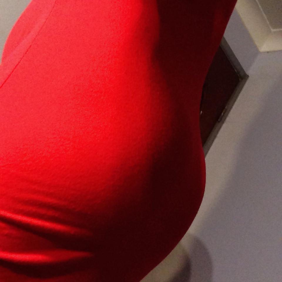 19P Cute body pregnant teen in red amazing curves and bubble bum