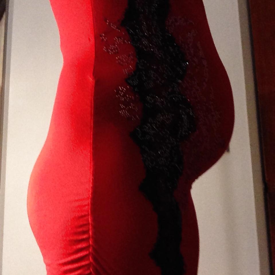 19P Cute body pregnant teen in red amazing curves and bubble bum