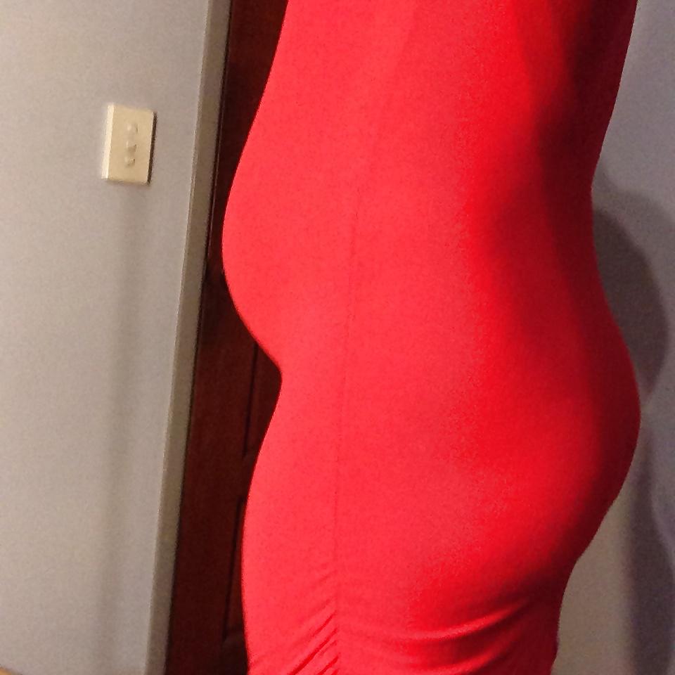 19P Cute body pregnant teen in red amazing curves and bubble bum