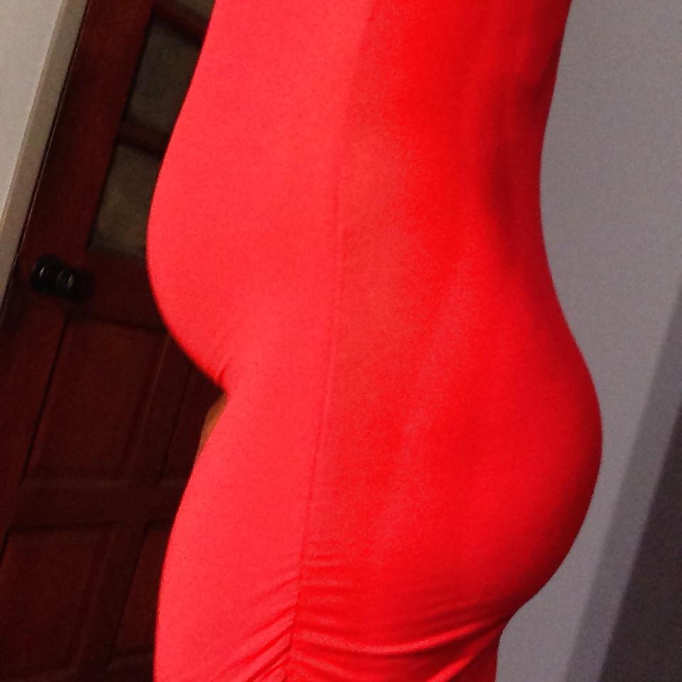 19P Cute body pregnant teen in red amazing curves and bubble bum
